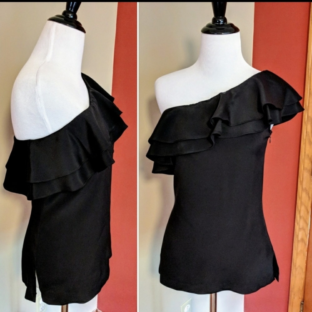 100% silk Marley New York Made one shoulder top